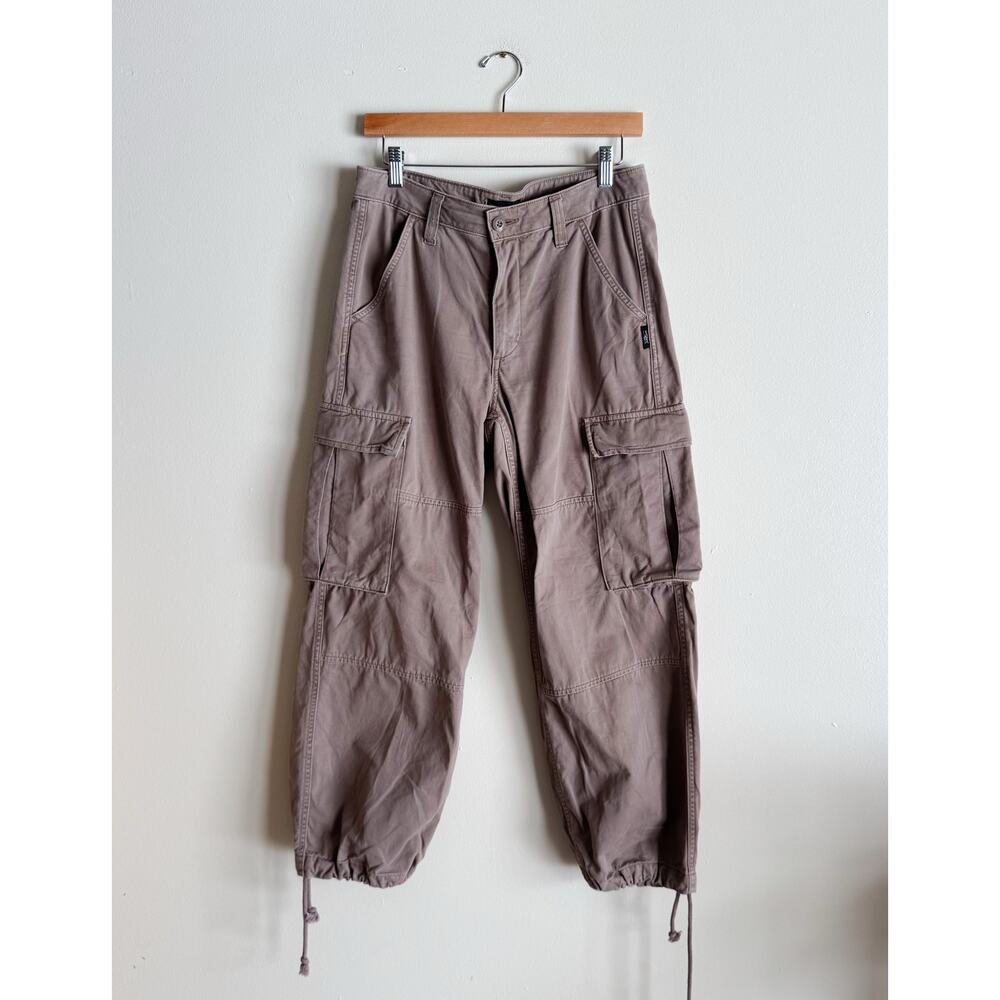 Silver Jeans Brown Cargo Utility Jogger Drawstring Pants 27 Edgy Streetwear